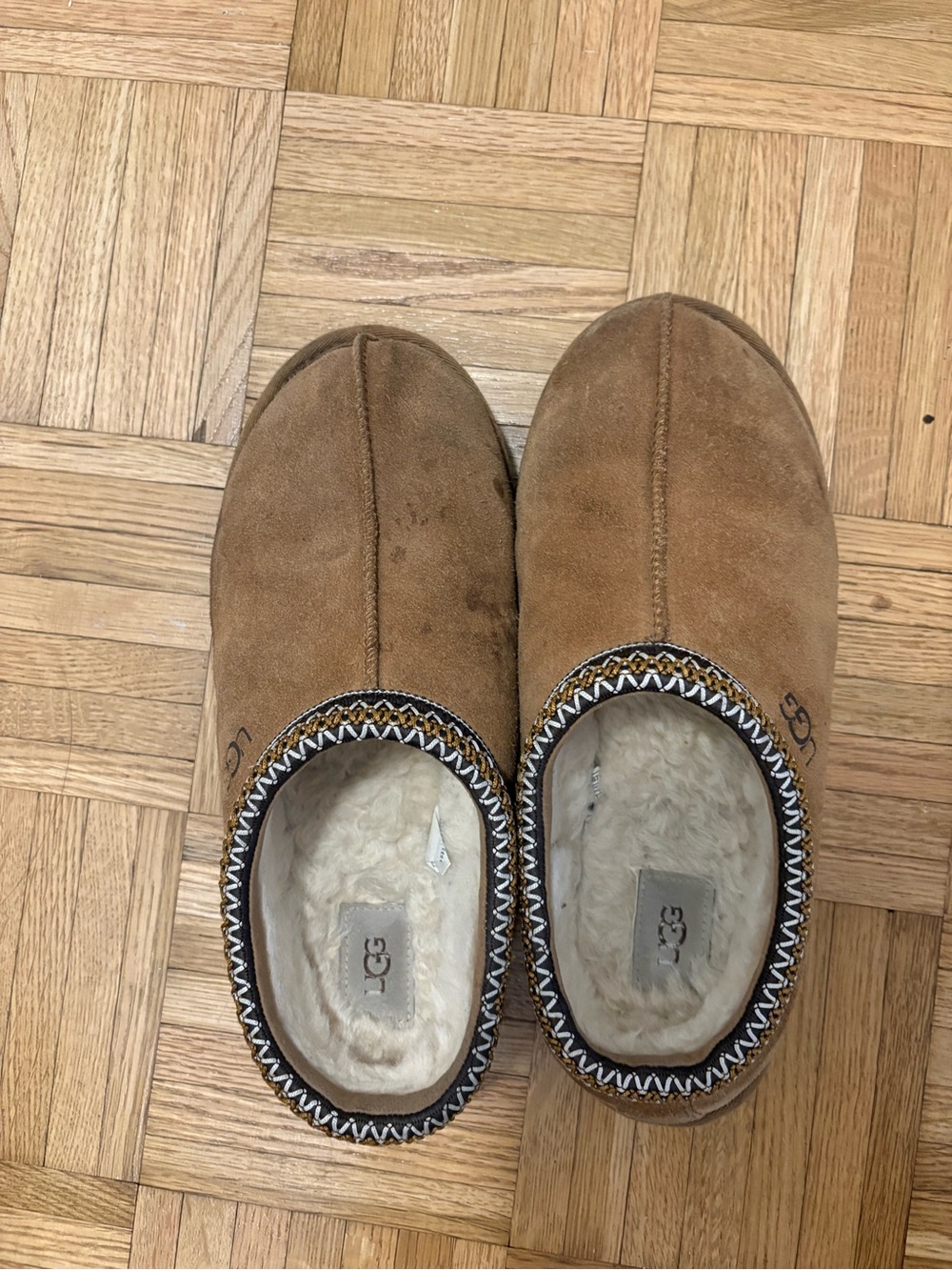 UGG Chestnut Suede Plush-Lined Slip-Ons